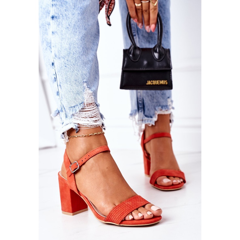 PS1 Suede Orange Vanessa Sandals On A Bar 2