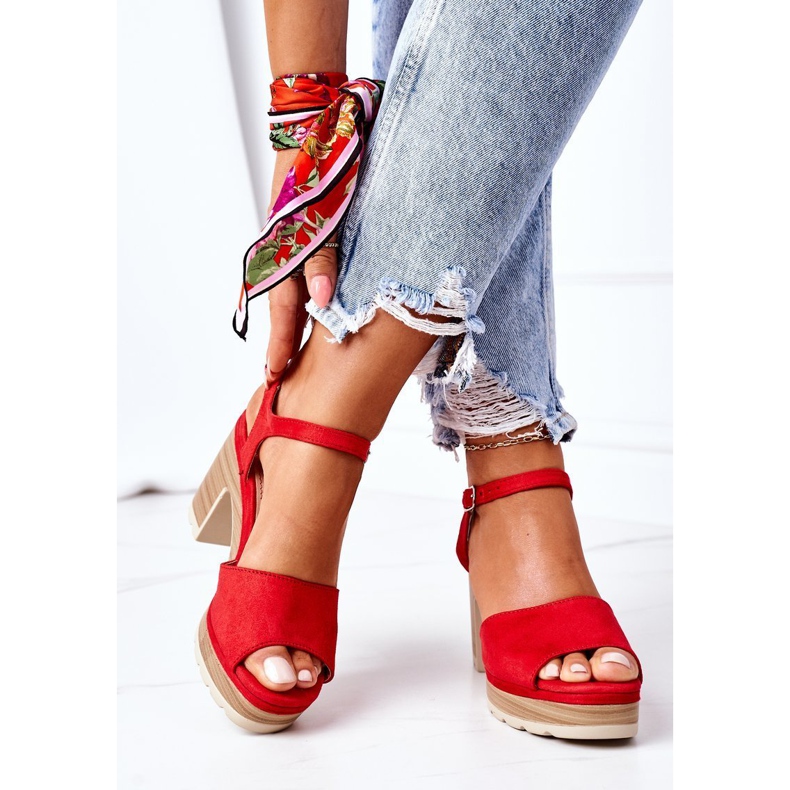 PW1 Sandals On A Bar And Platform Red Maggie 1