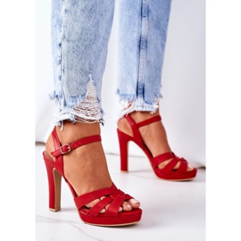 PW1 Elegant Red Anastasia Sandals On A Bar 1