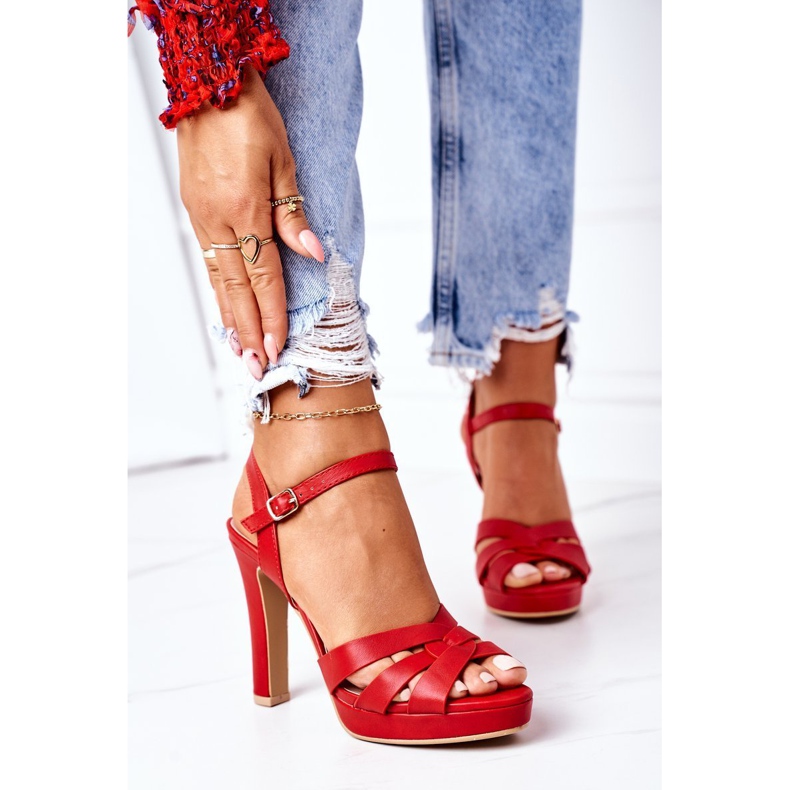 PW1 Elegant Red Anastasia Sandals On A Bar 2