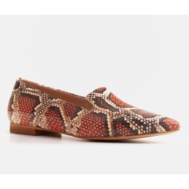 Marco Shoes Leather lordsy ballerinas - snakeskin pattern red 1