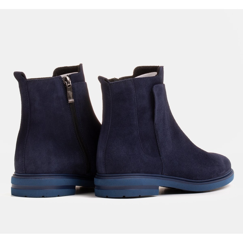 Marco Shoes Light boots insulated with a flat bottom made of natural leather navy blue 2