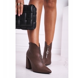 FG1 Women's Ankle Boots On a Heel Zipper on the front Khaki Save Me brown 2