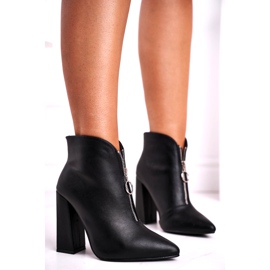 FG1 Women's Boots On A Heel Zipper On The Front Black Save Me 5