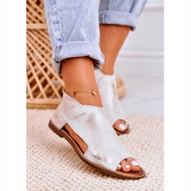 Nicole Women's Flat Leather Sandals White Natalie golden 3 Nicole Women's Flat Leather Sandals White Natalie golden 3