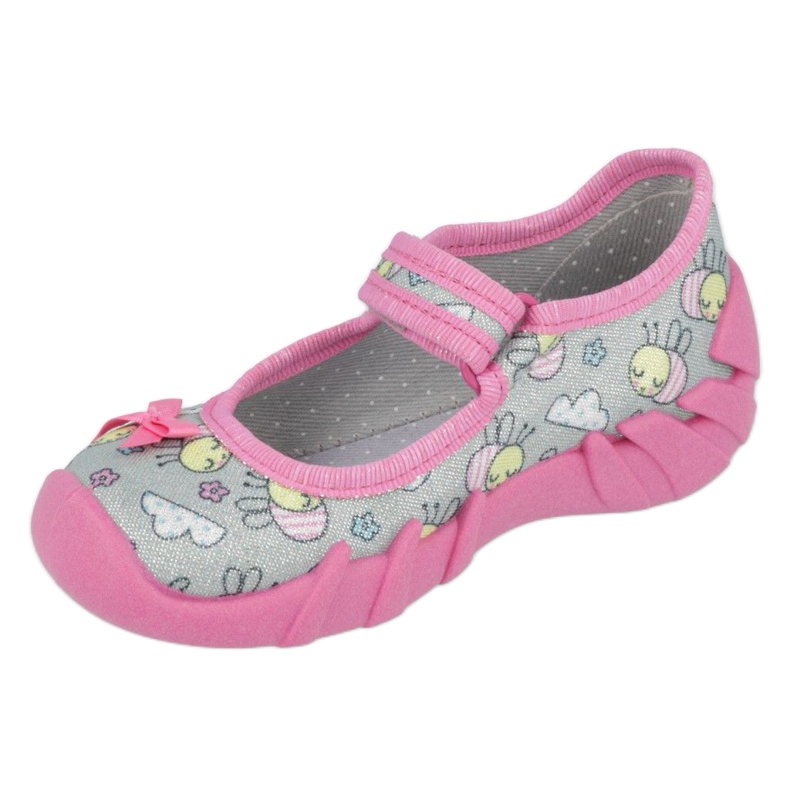 Befado children's slippers 109p218 pink with a bow 3