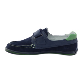 Boys' leather shoes with Velcro RenBut 4249, navy blue 2