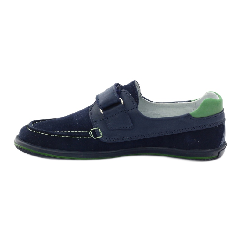 Boys' leather shoes with Velcro RenBut 4249, navy blue 2