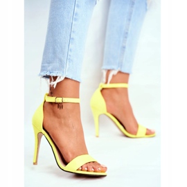PS1 Women's Sandals On A High Heel Eco-suede Yellow Liberty 3