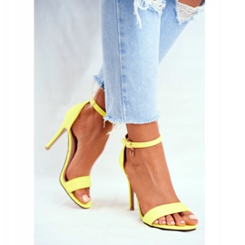 PS1 Women's Sandals On A High Heel Eco-suede Yellow Liberty 5
