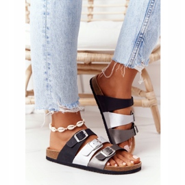 Leather profiled slippers Big Star HH274588 Black and Silver 4 Leather profiled slippers Big Star HH274588 Black and Silver 4