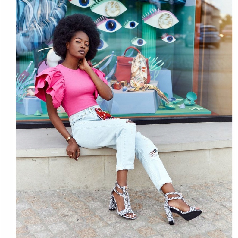 PS1 Black Sandals On A Bar With A Snake Pattern Folly grey 4