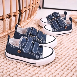 Children's Low Sneakers With Velcro Big Star HH374097 Navy Blue 4