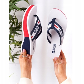 Women's flip-flops on the wedge Big Star HH274A093 White navy blue 2