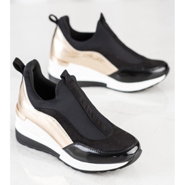 Evento Wedge Slip-On Sneakers black golden 1