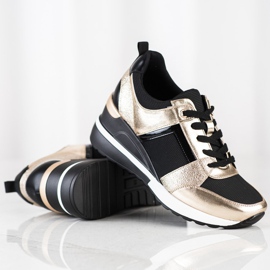 W. Potocki Stylish wedge sneakers black golden 1