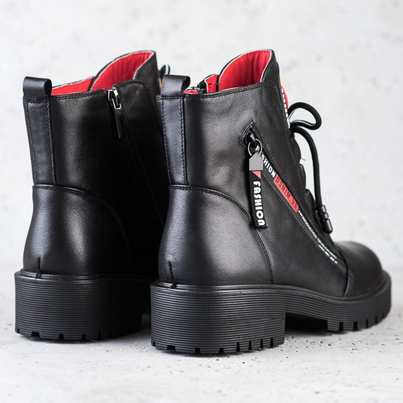 ARTIKER Leather Workers With Decorative Zipper black 1