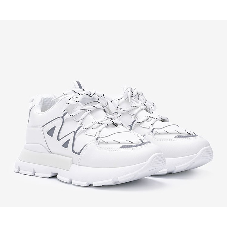 White sneakers with reflective Filua inserts 1