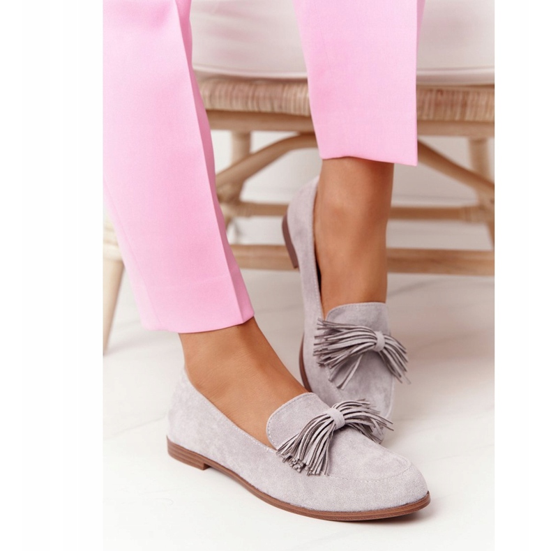 EVE Gray Suede Loafers With Fringes Alicante 21PB35-3530 grey 2