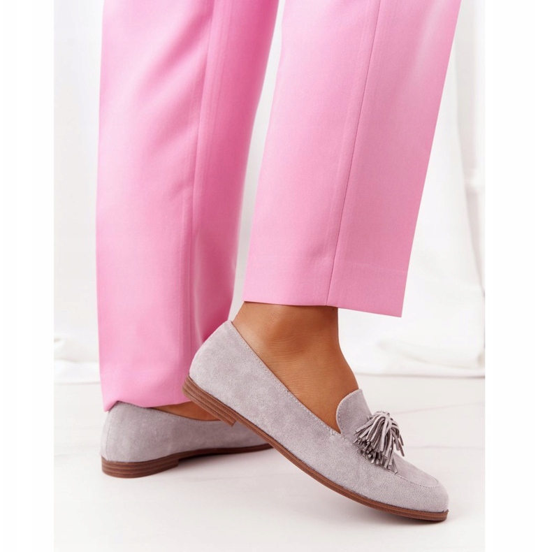 EVE Gray Suede Loafers With Fringes Alicante 21PB35-3530 grey 3