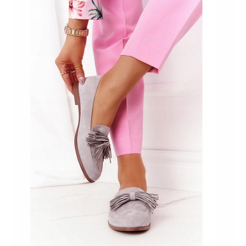 EVE Gray Suede Loafers With Fringes Alicante 21PB35-3530 grey 4