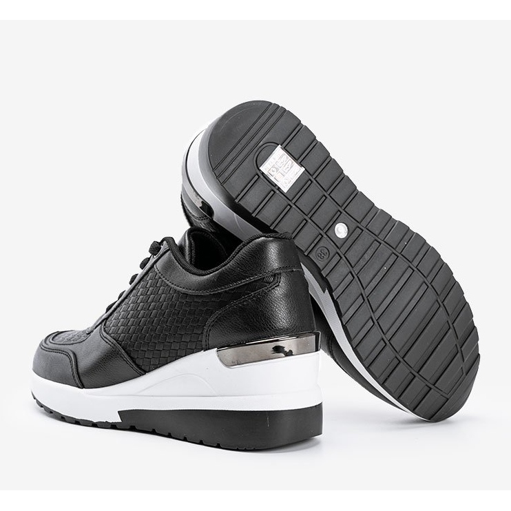 Black wedge sneakers with a braided Dianne pattern 1