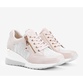 Beige shiny sneakers on the wedge The Moment 1