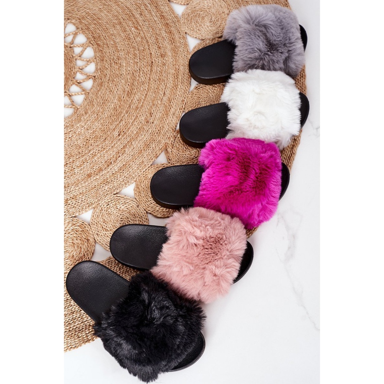 FJ1 Rubber Slippers With Fuchsia Soft fur pink 1