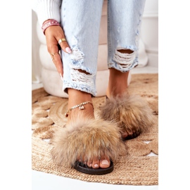BM Slippers with Natural Fur Camel Elsa brown 2