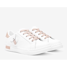 White and beige sneakers with a decorative pocket by Nandina 1