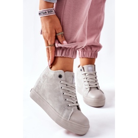 Leather Sneakers On Wedge Big Star II274093 Gray grey 2 Leather Sneakers On Wedge Big Star II274093 Gray grey 2