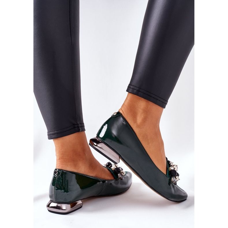 Women's Ballerinas Laura Messi Leather Green 2157 1