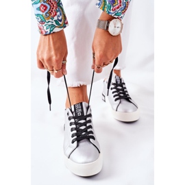 Women's Leather Sneakers Big Star II274034 Silver 1
