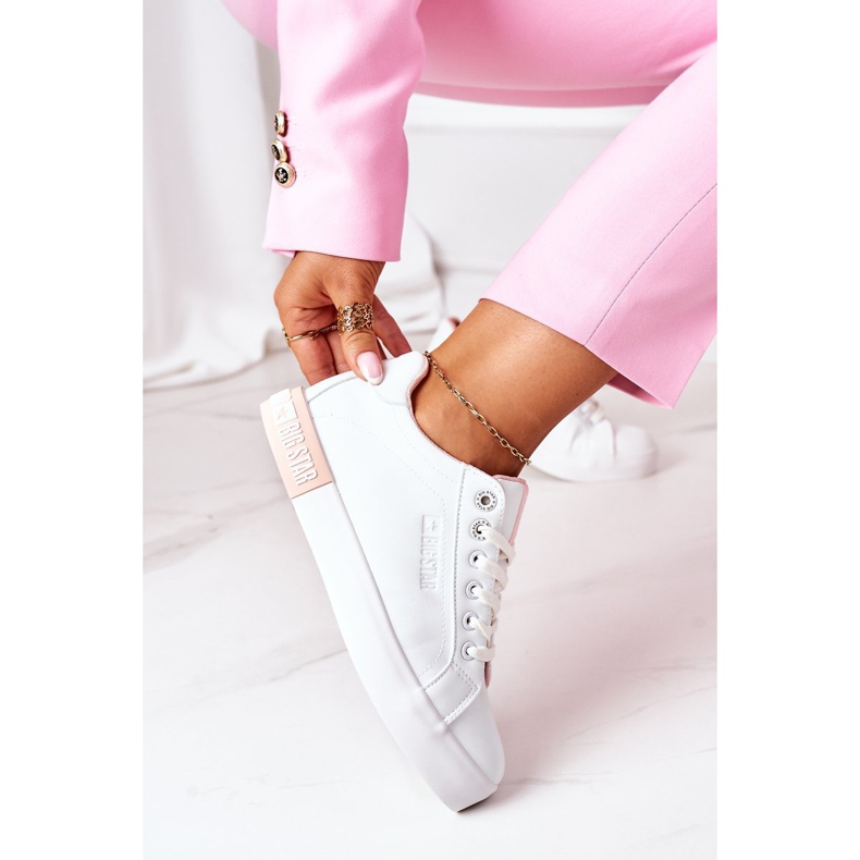 Women's Leather Sneakers Big Star II274033 White-Pink 2