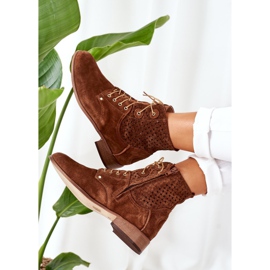 Alberto Violli Suede Boots With Openwork Pattern Brown Josie 1