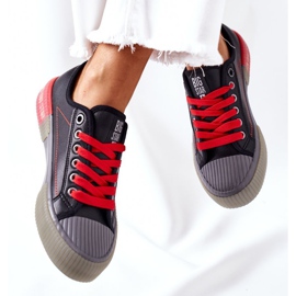 Women's Leather Sneakers Big Star II274134 Black red 1