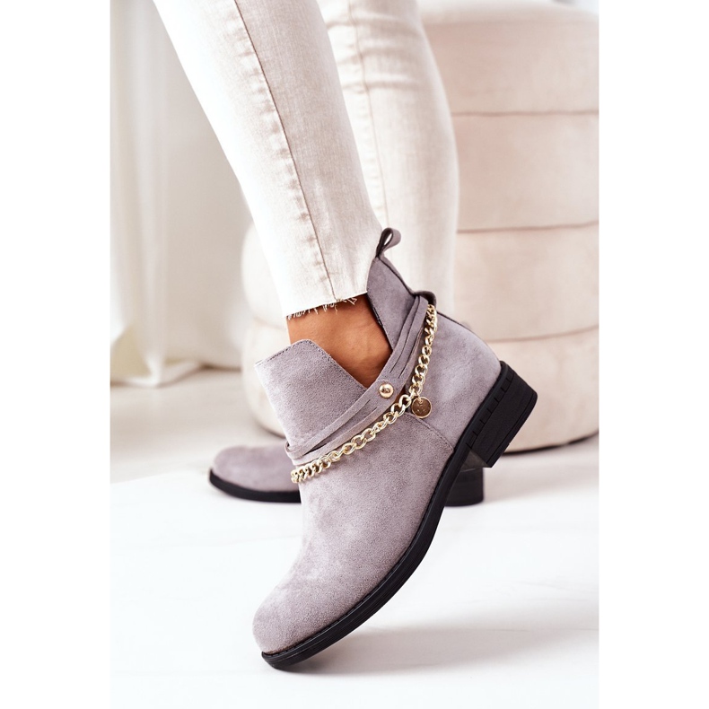 PS1 Suede boots with a chain Gray Elvira grey 2