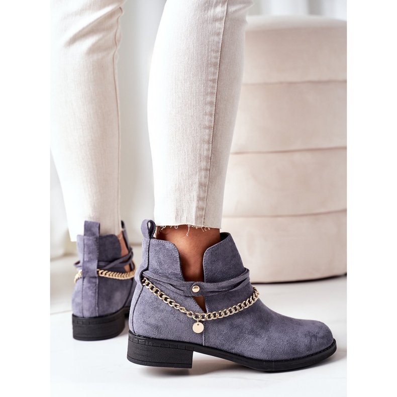 PS1 Suede boots with a chain Blue Elvira 1