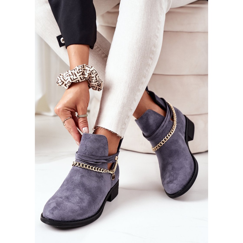 PS1 Suede boots with a chain Blue Elvira 2