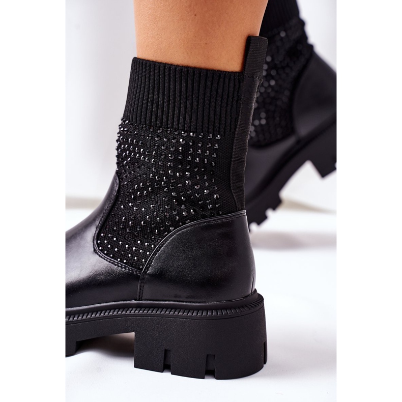 Black Xoxo Workers Made of Flexible Fabric With Cubic Zirconia 1