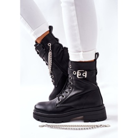 Black Worker Boots With Chain Midtown 1