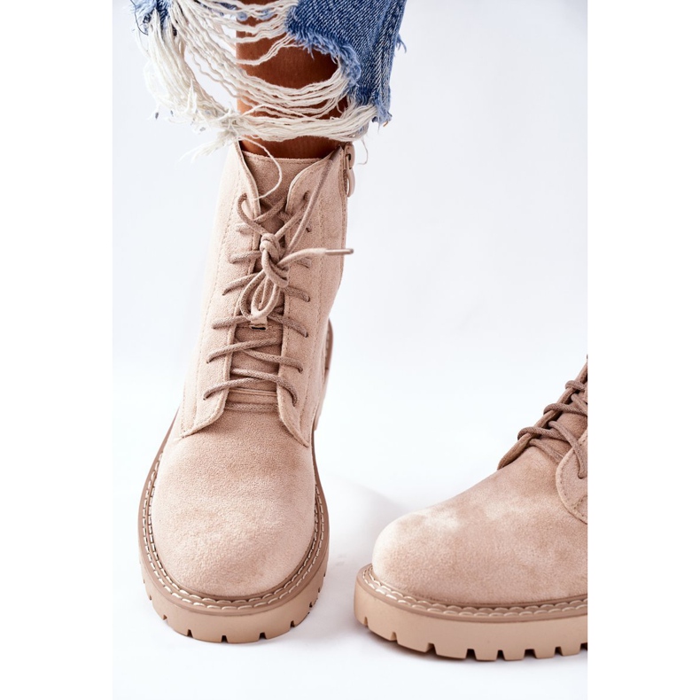 PS1 Suede Booties Zipper Beige Belados 1