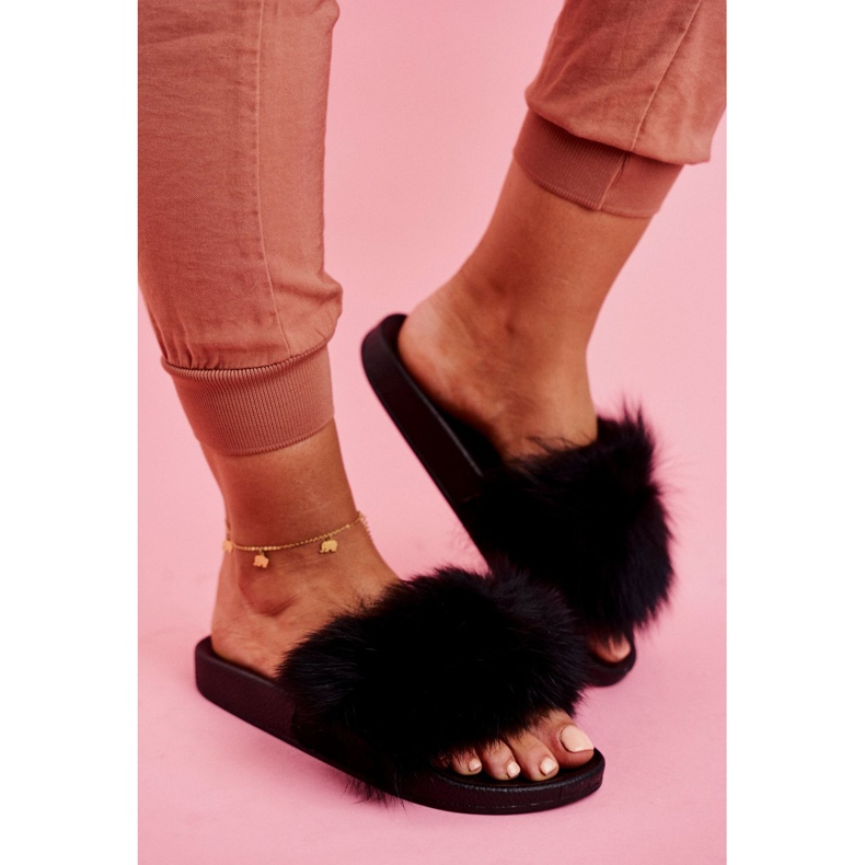 PS1 Women's slippers with fur Black Belmondo 1 PS1 Women's slippers with fur Black Belmondo 1