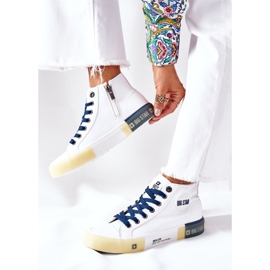 Leather High Sneakers Big Star II274137 White navy blue 2