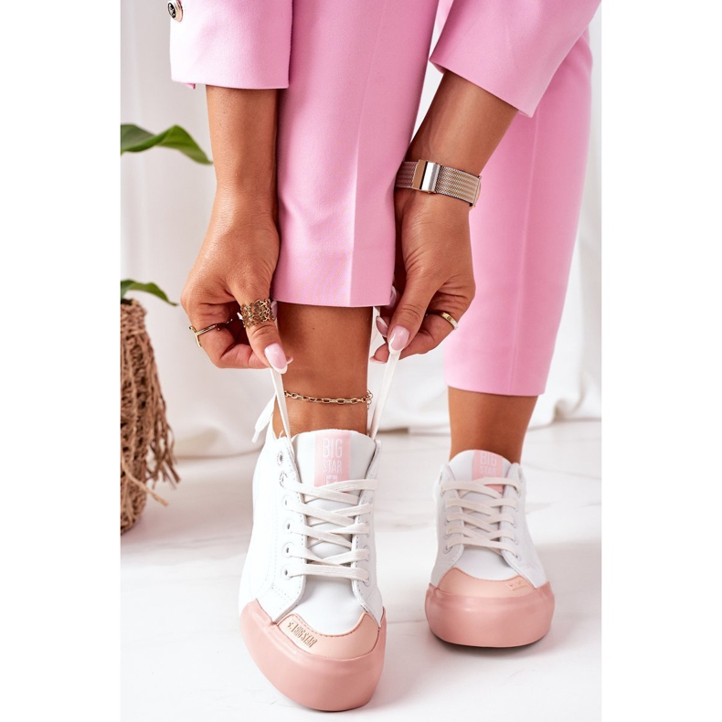 Women's Leather Sneakers Big Star II274027 White pink 1