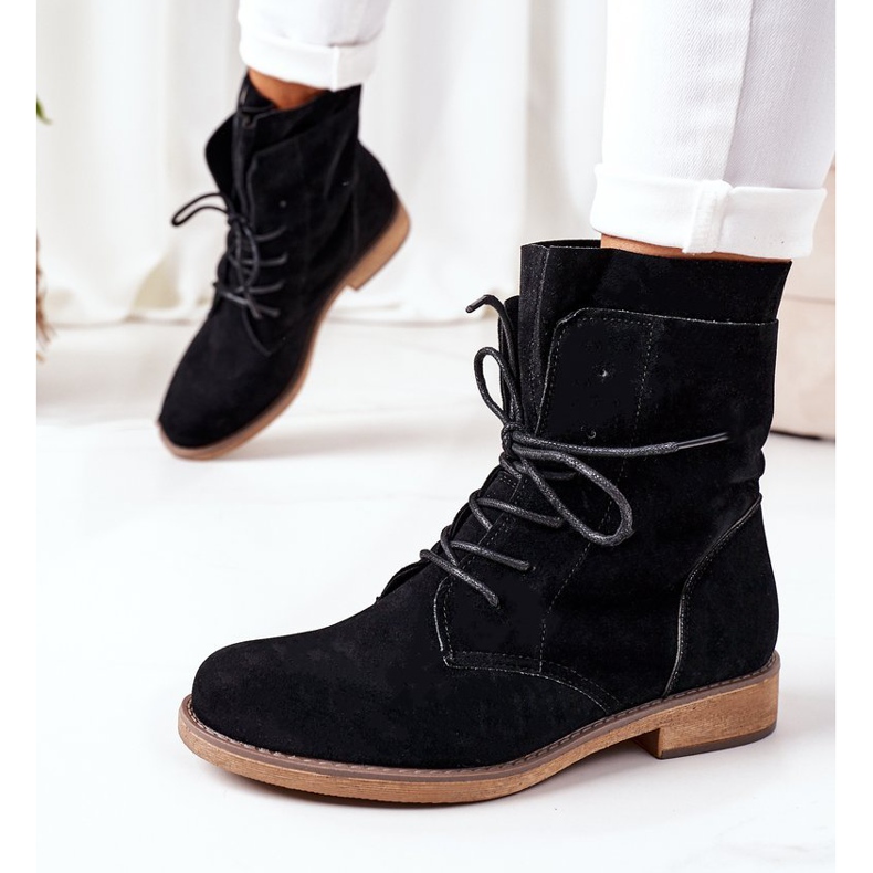 PS1 Black Violetta Black Boots With Double Uppers 1