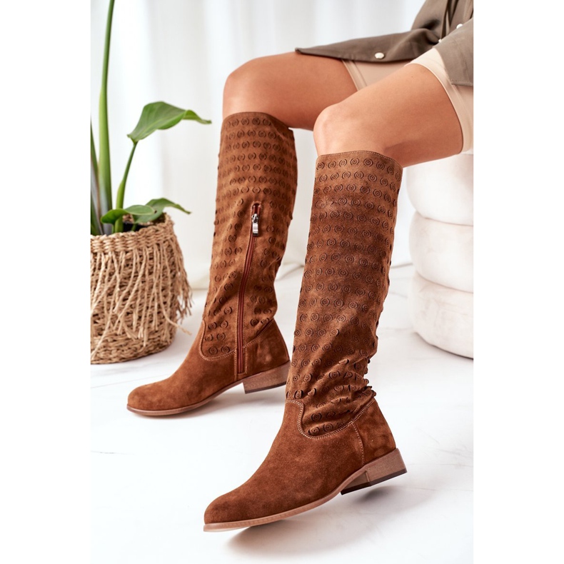 Alberto Violli Montana Brown Suede Boots With Openwork Pattern 2