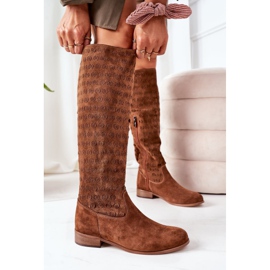 Alberto Violli Montana Brown Suede Boots With Openwork Pattern 1