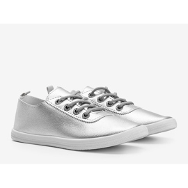 Classic silver sneakers with cubic zirconia Silisov 1