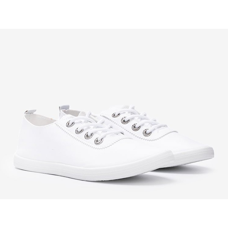 Classic white sneakers with cubic zirconias from Silisov 1